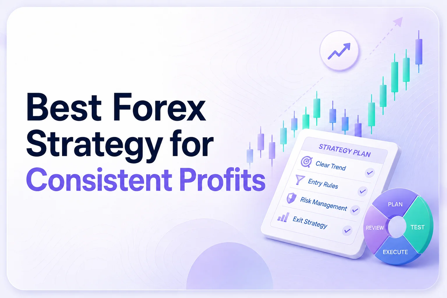 Forex trading strategy framework showing edge, risk management, testing and execution for consistent profits